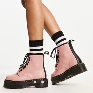 New Dr. Martens Sinclair platform boots in peach leather